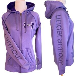 Under Armour Women's Purple Logo Sleeve Thermal Hood Full-Zip Icon Hoodie S